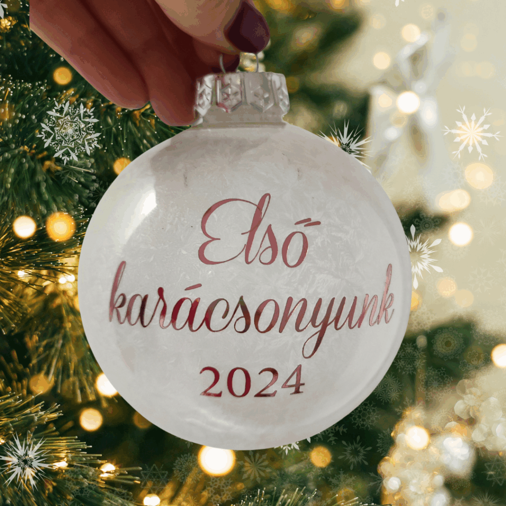 Feliratos karácsonyi gömb műanyag