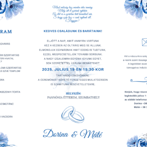 Royal Blue – kinyitható esküvői meghívó Canva sablon
